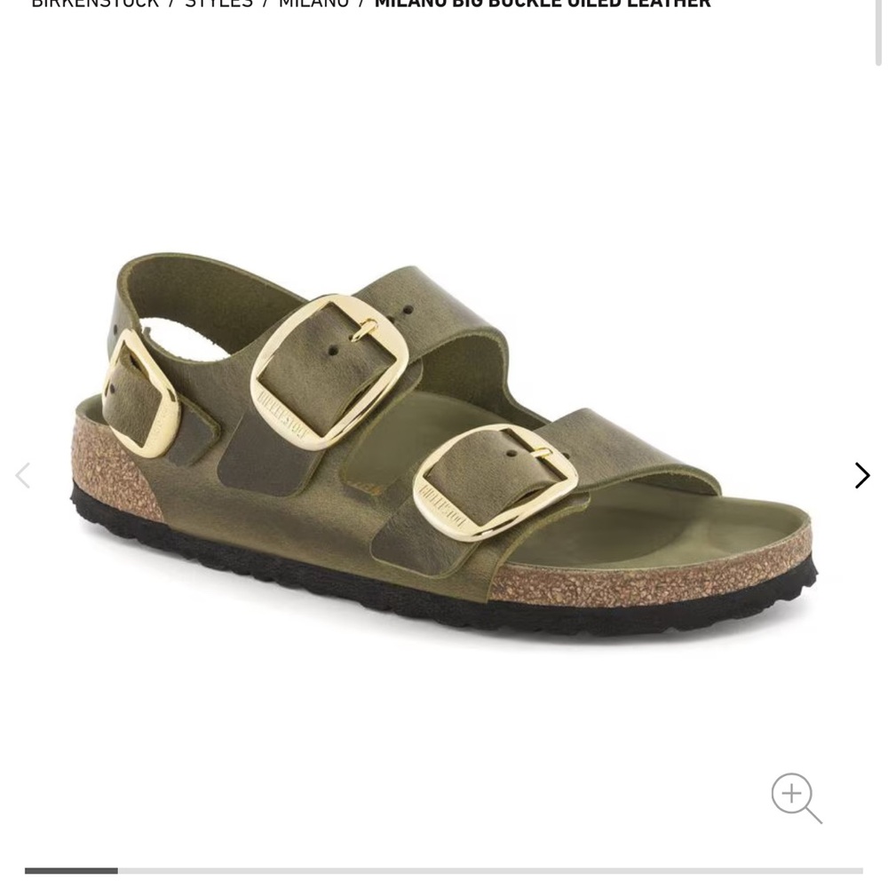 Birkenstock Milano Khaki Sandals with Brass Buckles